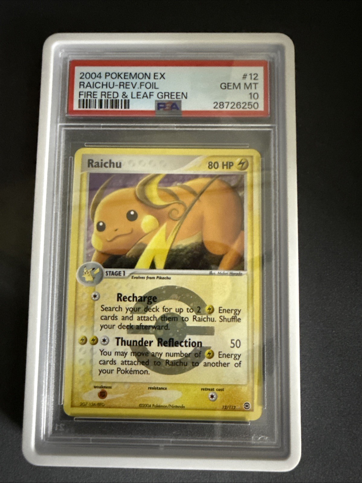 2004 Pokemon Ex Fire Red Leaf Green Raichu Reverse Holo #12 PSA 10 GEM MINT