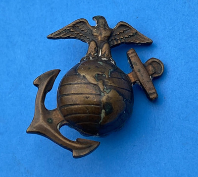 Vintage USMC EGA Eagle Globe Anchor Screwback Insignia Brass Uniform Device c40s
