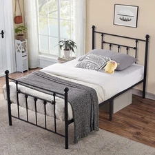 Metal Bed Frame Twin/Full/Queen Size Platform Bed with High Headboard Footboard