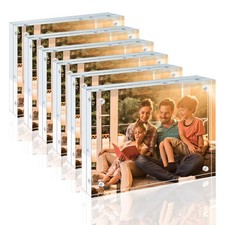 Egofine 5x7 Acrylic Frames 6 Pack, 20mm Thicker Frameless Clear Picture Frame...