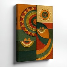 Wall Art Geometric Abstract Circle Pattern Textured Boho Mid Century Home Decor