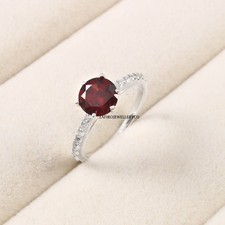Garnet Ring, Natural Garnet, Prong Ring, January Birthstone, 925 Sterling Silver