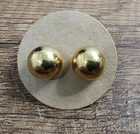 Vintage Monet Gold Tone Costume Jewelry Domed Pierced Earrings J122