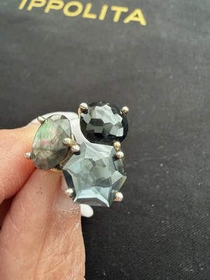 Ippolita Ring 3 Steine schwarz Quarz Größe 6