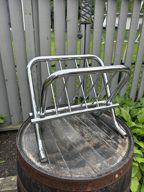 Vintage Italian Chrome Chambers Magazine Rack Tubular Mid-Century Modern