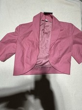 Vintage Laura Ashely Pink Linen Cotton Blend Cropped Blazer Jacket SZ 6 - NWT