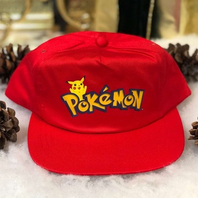 Vintage 90s Pokémon Pikachu Anime Trading Cards TV Show Twill Snapback Hat NWOT