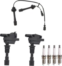 2x UF407 Ignition Coil Pack & Spark Plugs & Wire For 01-05 Mazda Protege 2.0L L4