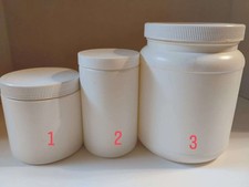 Empty White Containers Various Sizes Used