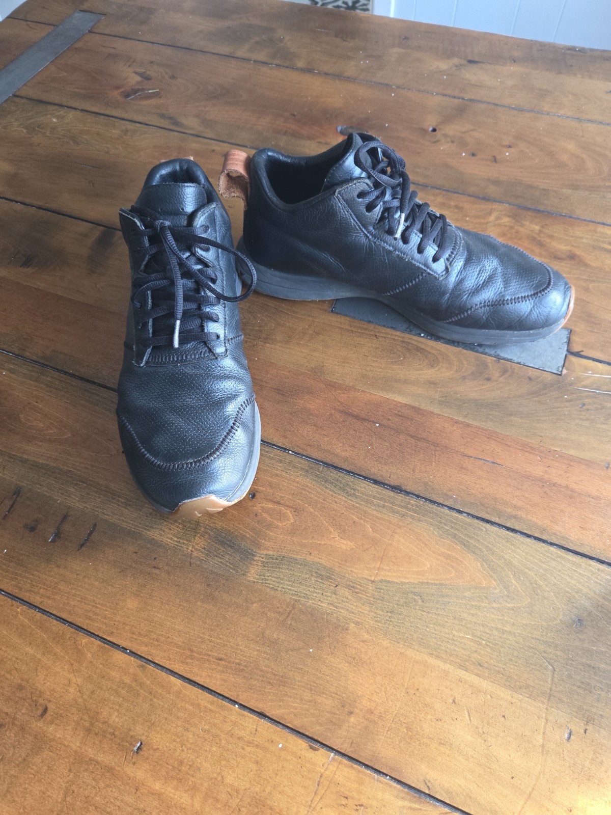York Athletics The Henry Mid Trainer Leather Black Gym Shoes Mens 9.5 Womens 11 image 6