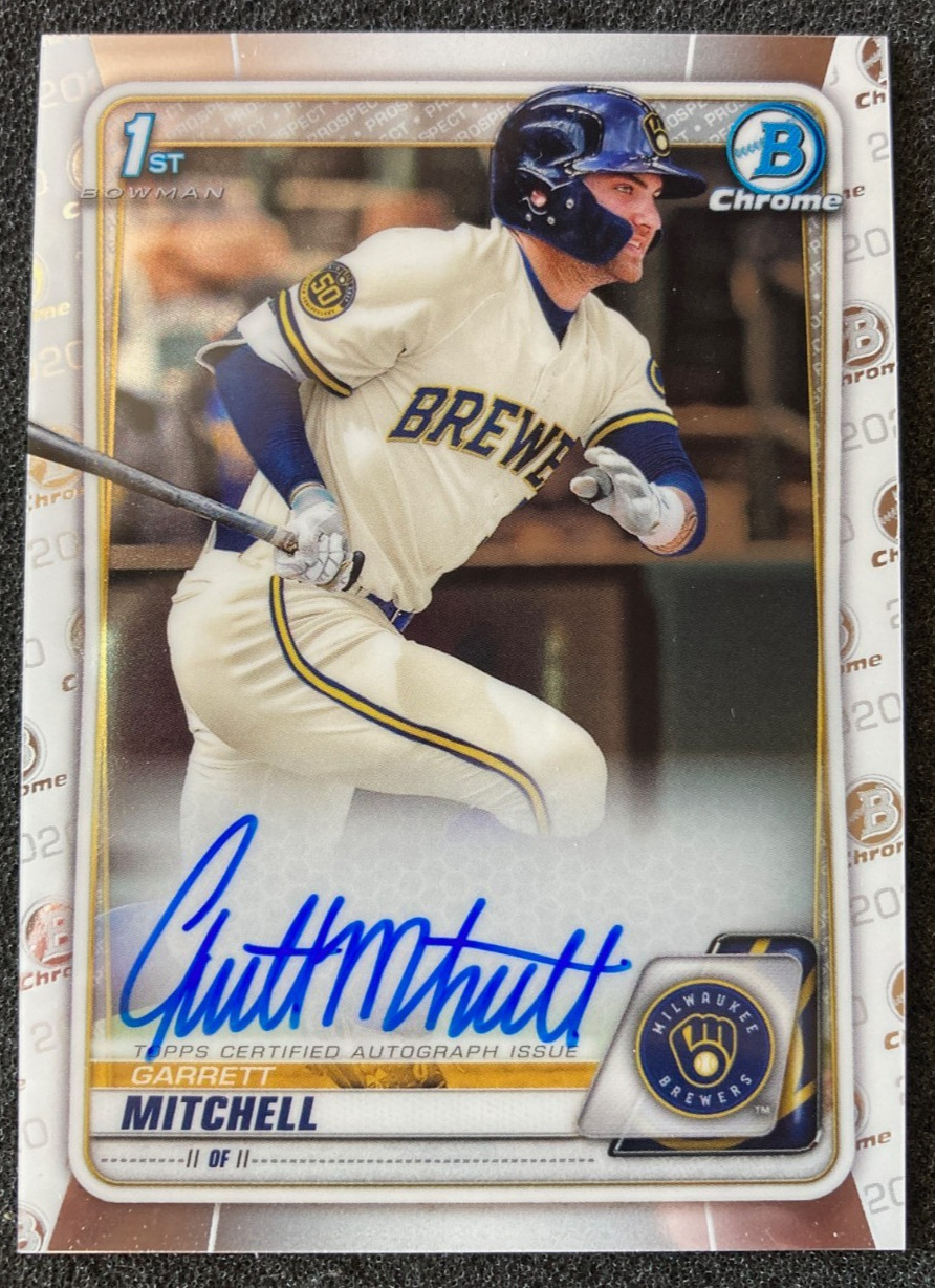 2020 Bowman Chrome Draft Garrett Mitchell CDA-GM Autograph Milwaukee Brewers