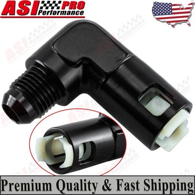 -6AN 90° Fuel Adapter Fitting to 5/16   Quick Connect Clip Female Anodized Hot
