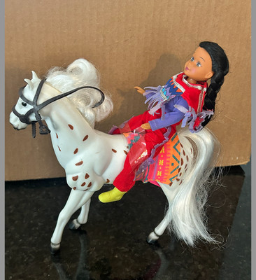Vintage Kid Kore Native American Doll w Horse Appaloosa Western Riding Set 90s