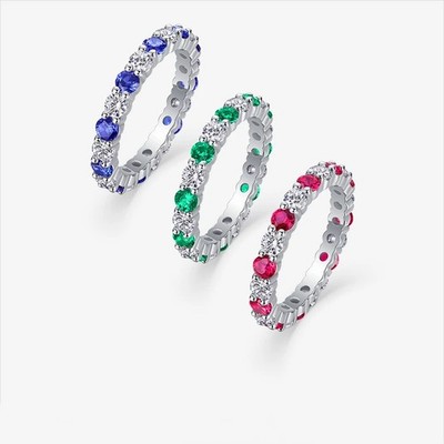 3mm D Color VVS1 Moissanite Eternity Band Ring Wedding Gift 925 Sterling Silver