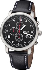 REGENT - Herrenuhr Quarz Chronograph schwarz Lederband - GM-2108 - Herrenuhren