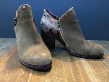 L' Artiste by Spring Step Sabina brown suede studded Ankle Boots heels sz 37/7