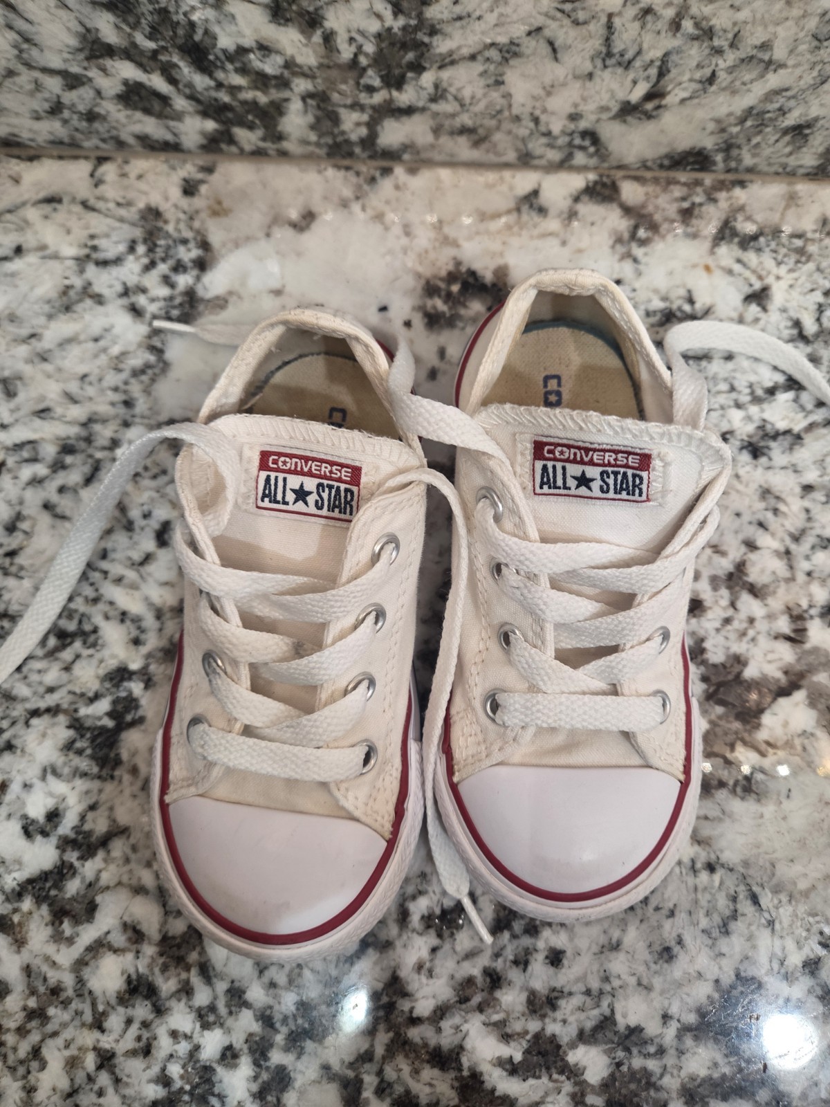 Converse All Star White Canvas Low Top Sneakers Unisex Kids Size 8