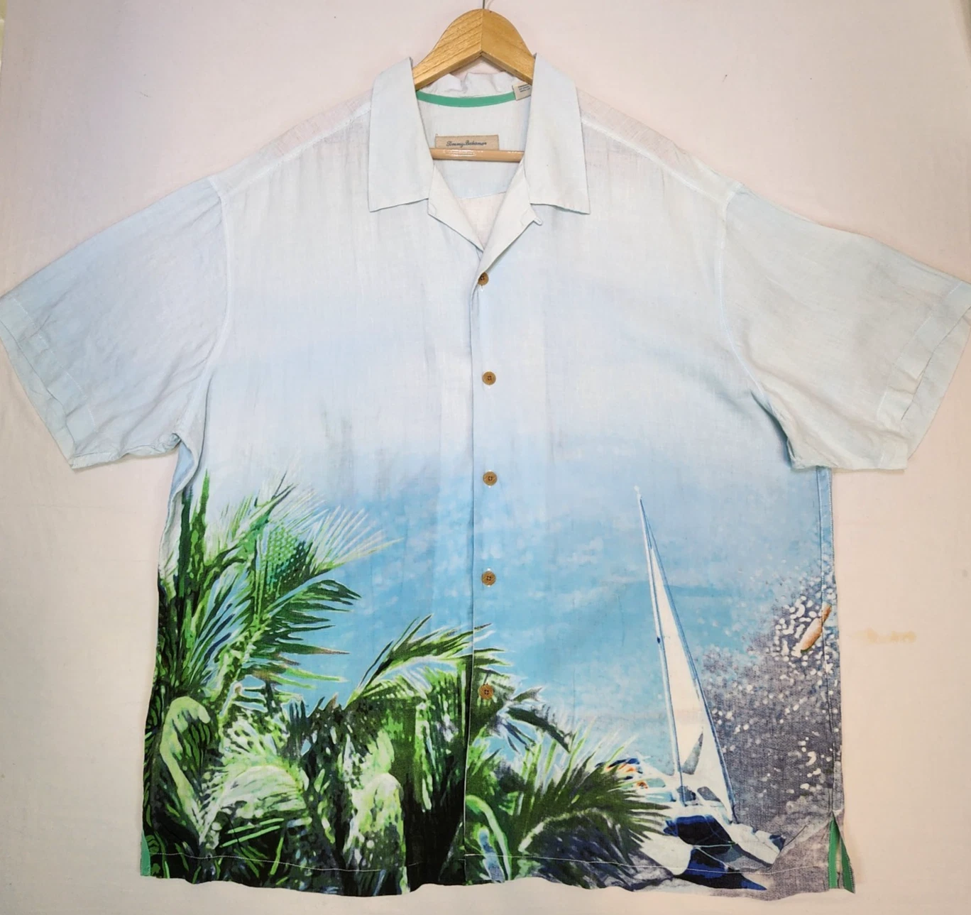 Tommy Bahama Relax Fit Linen Button Shirt Mens 2XL Boat Tropical Beach Hawaiian