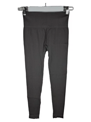 Pull&Bear Legging Femme Gris Taille Haute Côtelé (EU 36, INT S, W28) - Photo 1/3