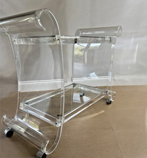 Vintage Lucite Bar Cart Charles Hollis Jones Sleigh Cocktail Drinks Trolley