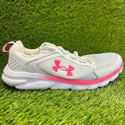 Under Armour Charged Assert 9 Womens Size 10 White Pink Running Shoes Sneakers
