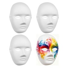 4 Pcs Masks for Masquerade Ball Blank Face Craft White Halloween
