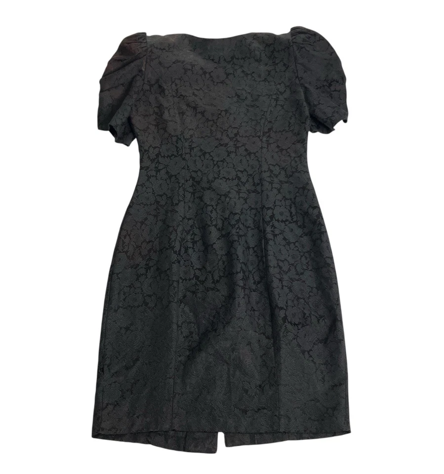Vintage 90s Y2K Byer Too Dress 9 Black Floral Jacquard Faux Pearl Button Gothic - Image 3 of 4