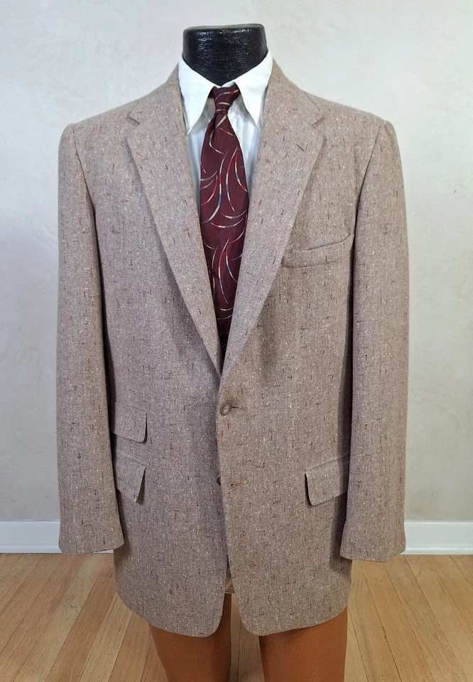 Vtg Fleck Atomic 1950s Tweed Suit Size 40 Pants 33x30 - Image 3 of 4