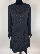 J.Crew NWT Shift Dress Jacquard Floral Dot A-Line Black Lined Knee Length 8