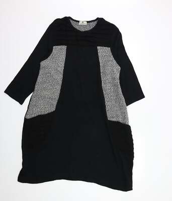 Lacony Damen Pulloverkleid schwarz Batik Polyestermischung Größe M