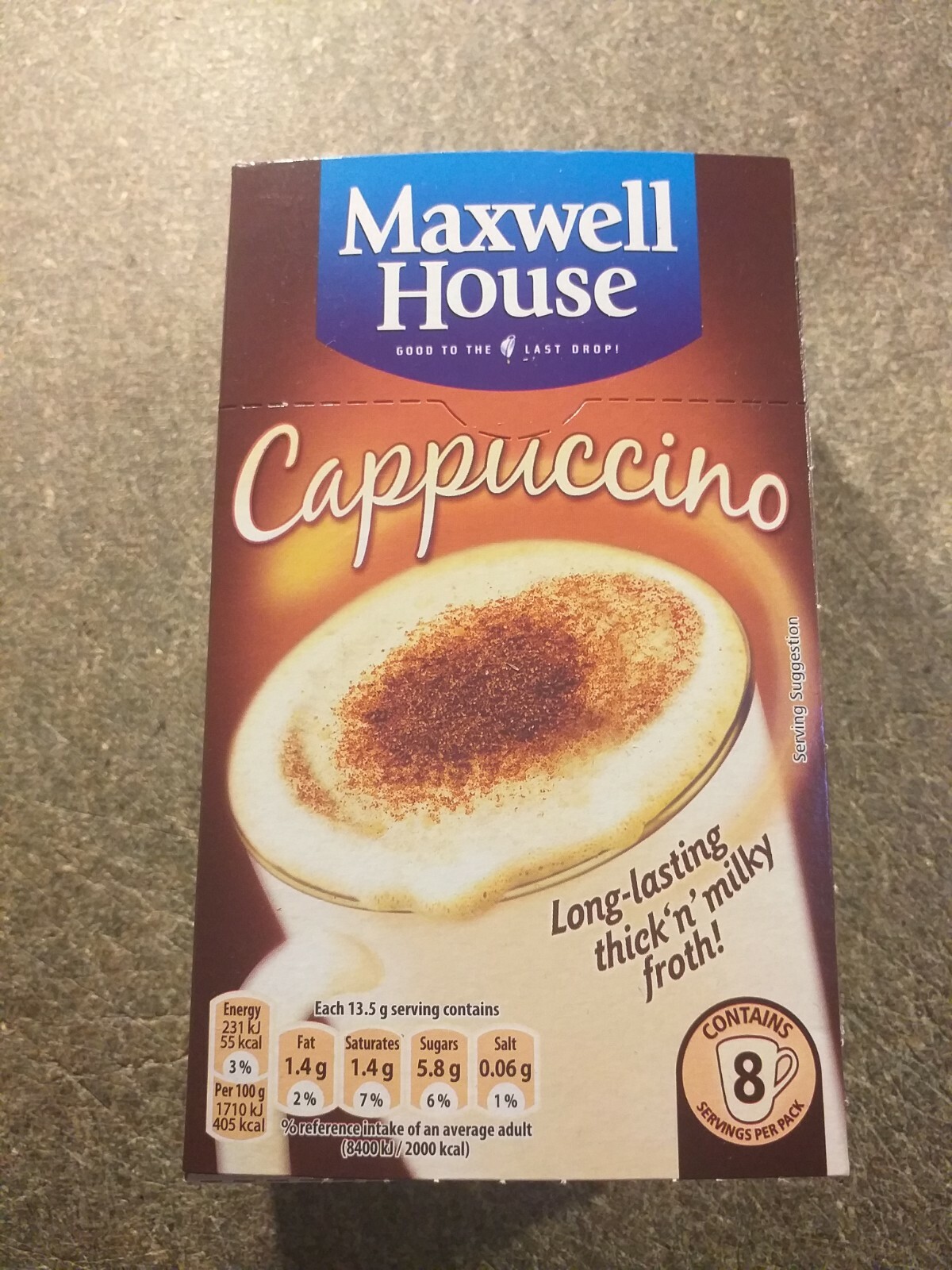 12x 8 Maxwell House CAPPUCCINO Classic Roast instant coffee (96 sachets