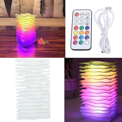 Luce Notturna LED RGB 17CM USB Ricaricabile Batteria Telecomando 12 Colori Scrivania - Foto 2 di 15
