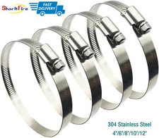 4Inch Adjustable 304 Stainless Steel Duct Clamps Hose Clamp Pipe Clamp Kit