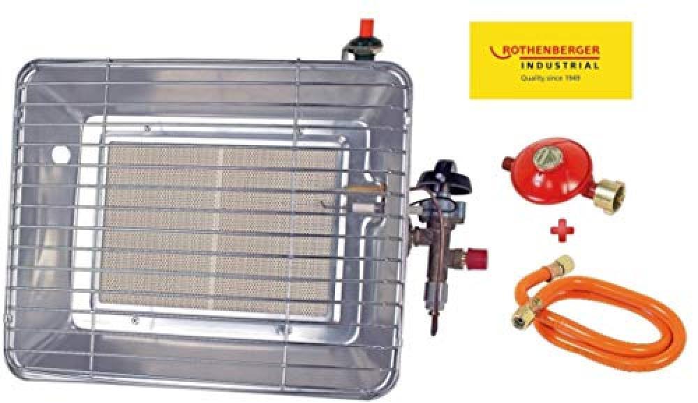 ROTHENBERGER Heiz – Strahler inkl. Piezo Zündung, Schlauch & Regler, Gasheizs