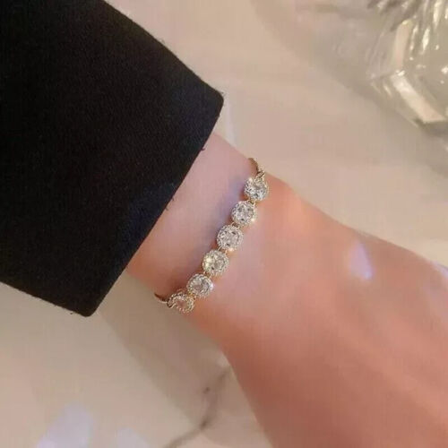 5Ct Lab-Created Round Cut Diamond Butterfly Bracelet in 14K Yellow Gold Plated - Picture 2 of 3