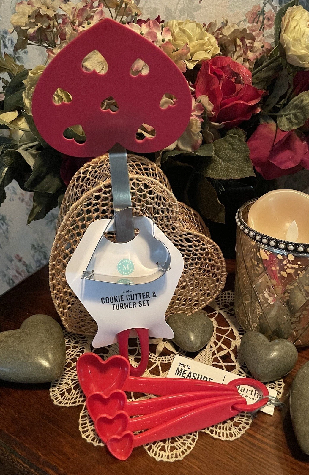 Martha Stewart Collection Heart Turner W/Cookie Cutter & Measuring Spoons; NewWT