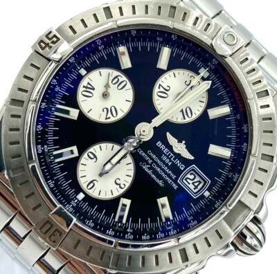 Breitling Chronomat Evolution Black Dial Stainless Steel Watch A13356 Complete