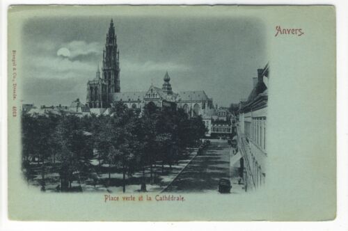 AK Antwerpen, Anvers, Place verte et la Cathedrale, Mondschein-AK um 1900 - Imagen 1 de 2