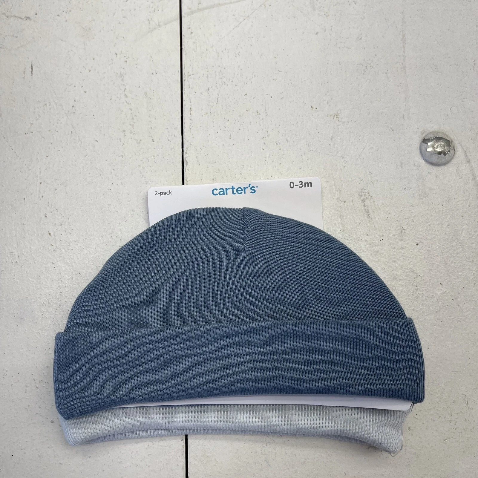 Carter’s 2 Pack Blue Knit Beanies Infant Size 0-3 Months New