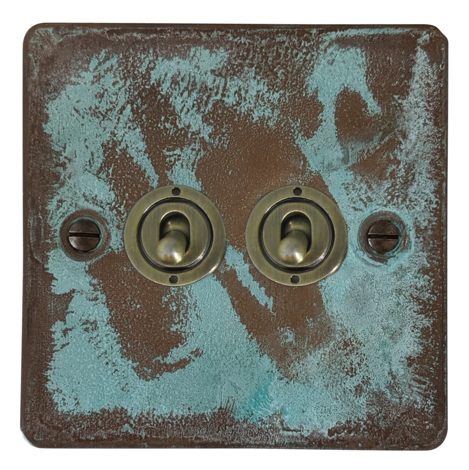 G&H FV382-AB Flat Plate Verdigris 2 Gang 1 or 2 Way Toggle Light Switch