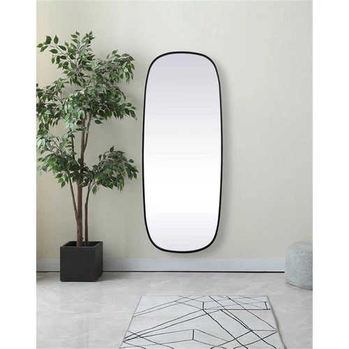 Elegant Decor Brynn 24x60" Oval Modern Metal Wall-Mounted Mirror in Black - Picture 2 of 11