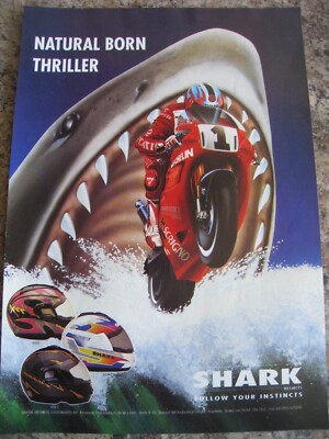 NATURAL BORN THRILLER SHARK HELME FOLLOW YOUR INSTINCTS 1995 WERBUNG A4 F34