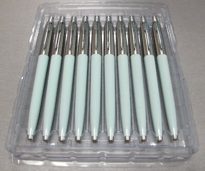 Parker Jotter Ballpoint Pens Light Blue & Stainless Made In France New 10 Pens