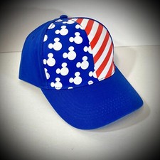MICKEY MOUSE AMERICAN FLAG HAT royal blue red white usa patriotic disney ADULT