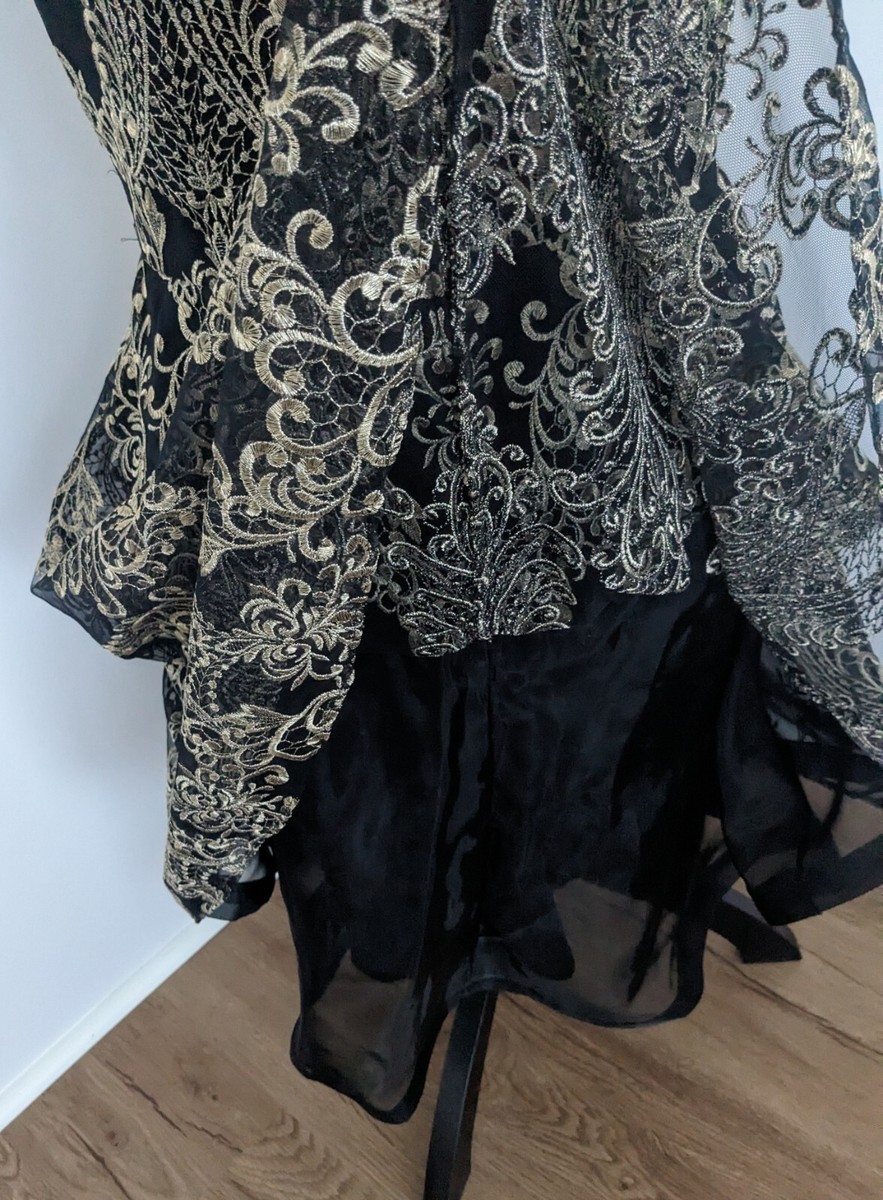 slim fit dress slacks MARCHESA NOTTE Black & Gold Size US 8 Long Dress main image 0