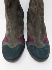 ARCHE-France-90's Look-Colorblock Nubuck-Gray/Burgundy/Teal-Sz 39-Excellent