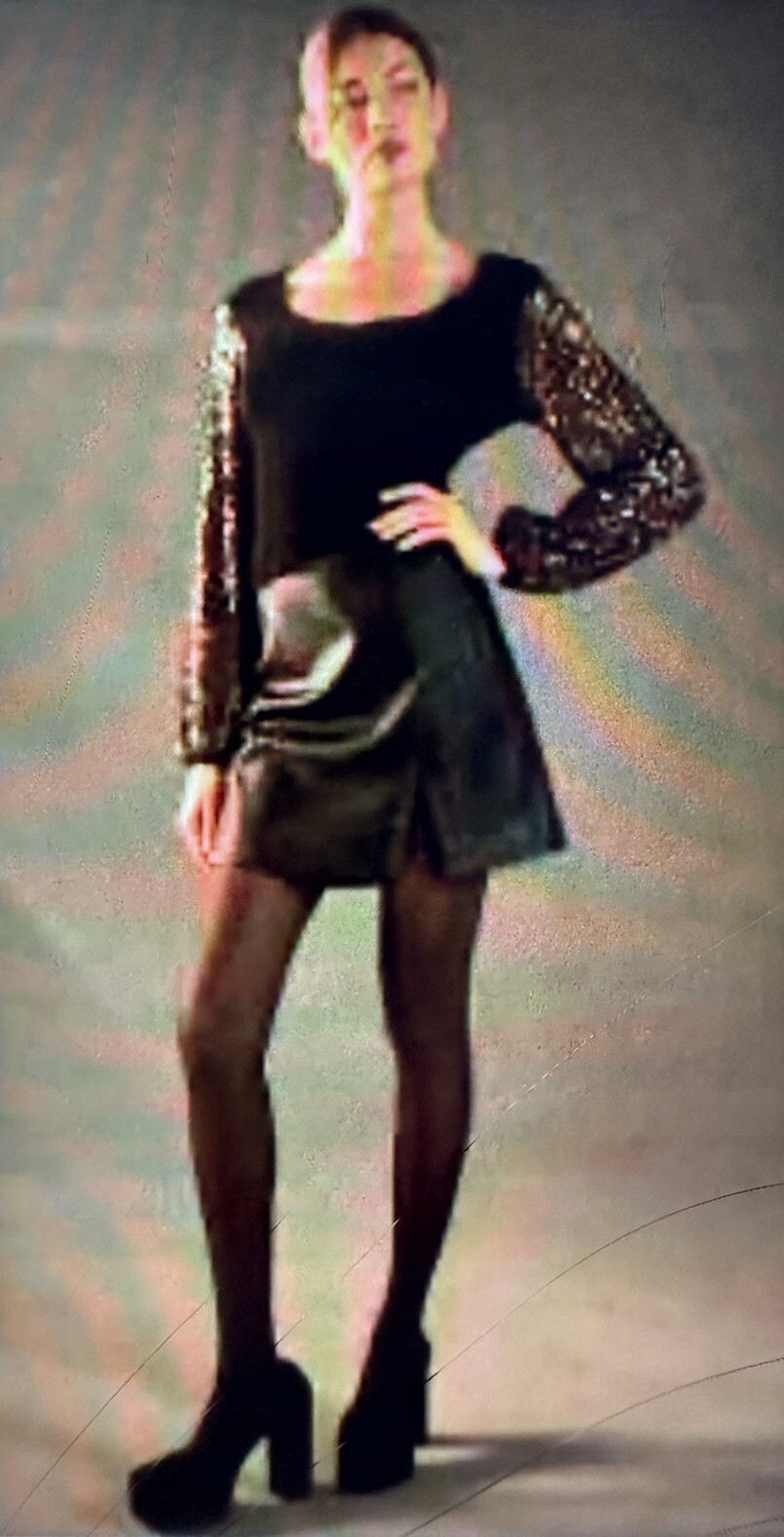 ANTHROPOLOGIE Bl^nk Gold Sequin Sleeve Black Sweater Small, New! $158