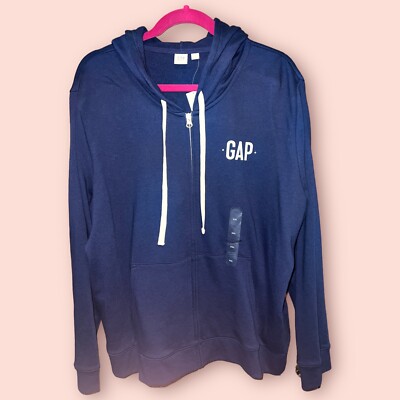 Gap Zip Up Sweatshirt Hoodie Womens XXL Navy Logo American Classics NWT 