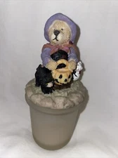 halloween decoration tealight candle holder w/ trick or treat costumed bear lid