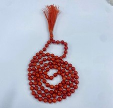 Corallo 108 pietre preziose tonde annodate collana semi preziosa culto preghi...